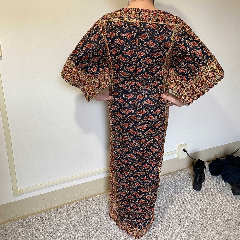 Beaded sheath dress - 1960's - India paisley fabric